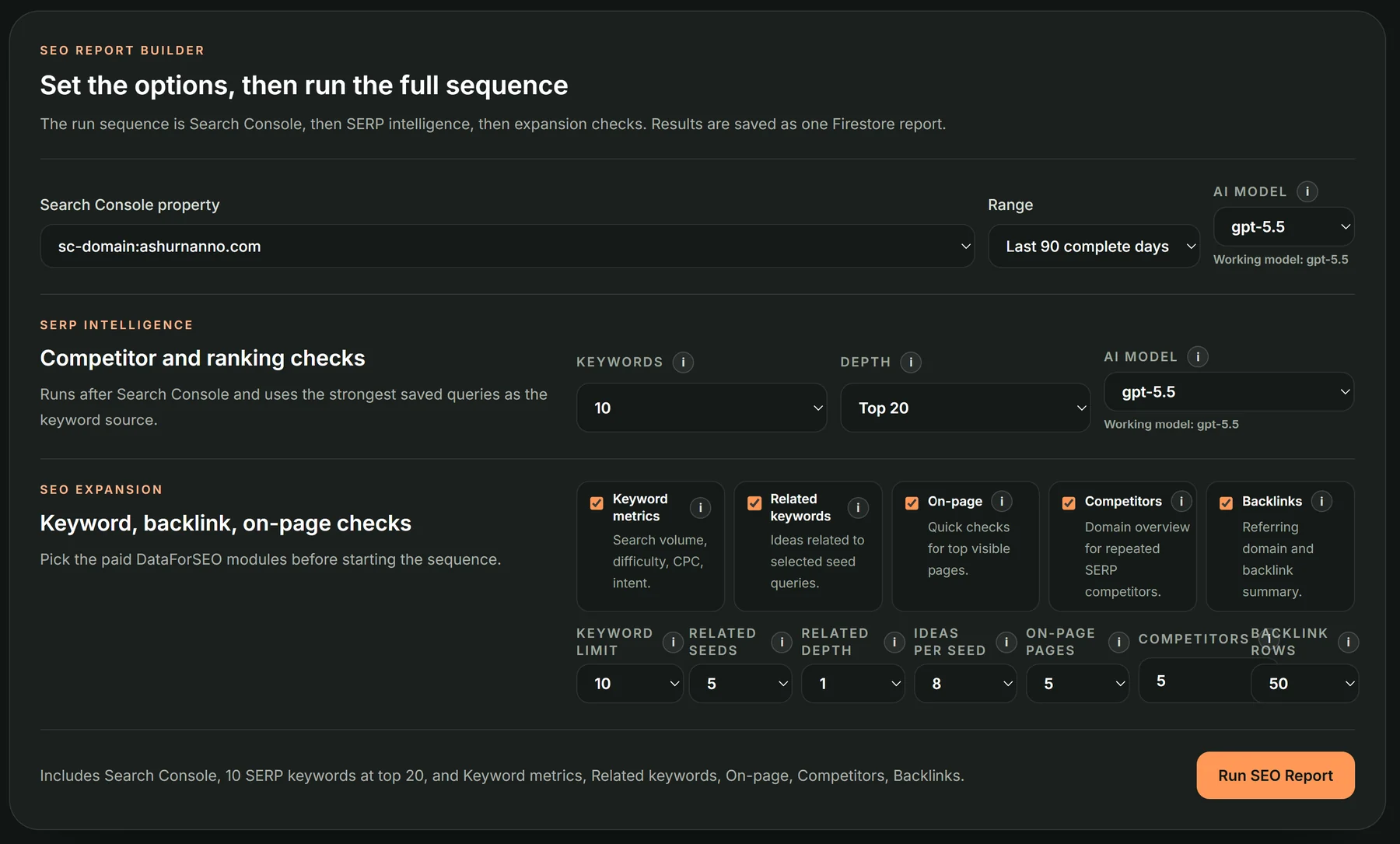 AI SEO Dashboard preview